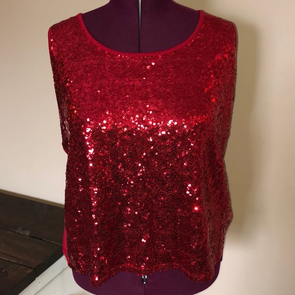 Cato Tops - CATO Red Sequins Front Tank Top 26/28W